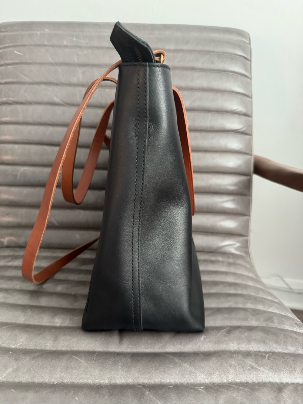 Madewell black /brown leather transport tote - Picture 3 of 5